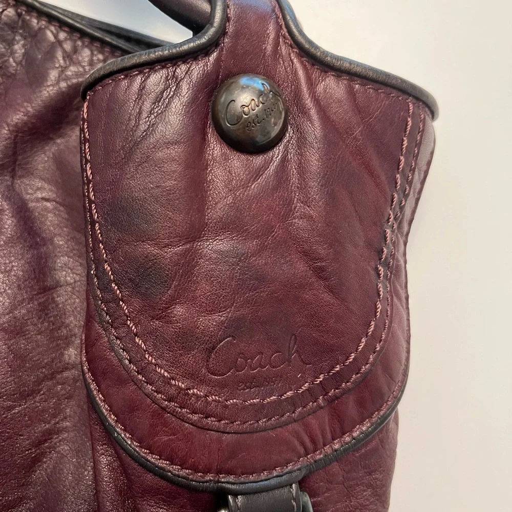 Y2K Coach hobo slouch Brown saddle Burgundy Leather Women's Bag - Picture 8 of 16